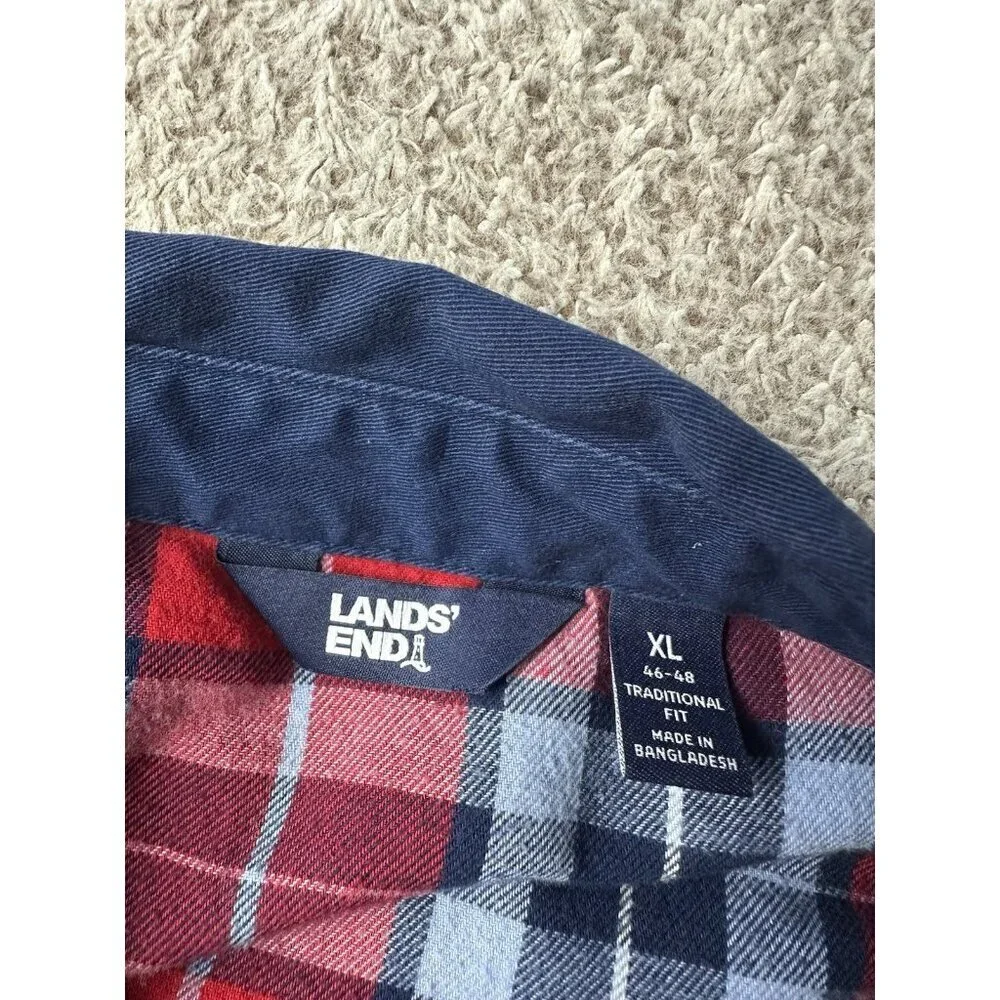 Land's End Shirt Shacket Flannel Lined Work Shirt Jacket Button Front Men Sz XL